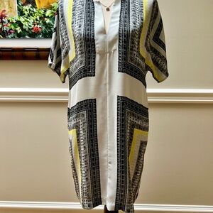 BCBGMaxAzria Black and White Dolman Sleeve Midi Dress